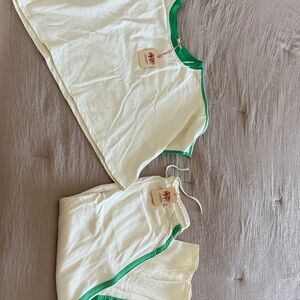 White and Green Shorts Set